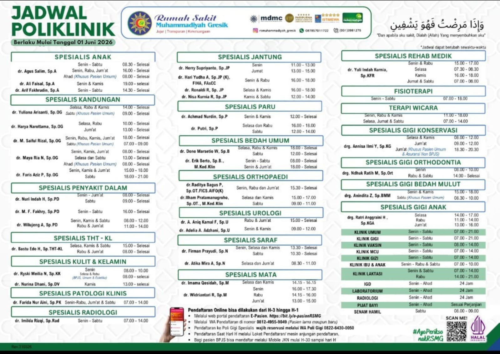 Jadwal Dokter August 2026